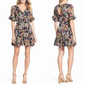 Adelyn Rae Penelope Ruffle Metallic Floral Dress Size Medium